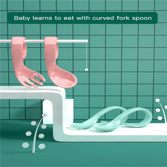 Kids Training Spoon Twisting Spoon Curved Fork And Spoon Set Elbow Spoon Childrens Tableware