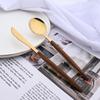 20 piezas/5 piezas de vajilla de acero inoxidable cuchillo tenedor cuchara espejo plata dorado mango de madera lavavajillas cocina cubiertos occidentales