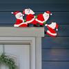 2pcs Santa Door Corner Decor Christmas Cartoon Door Frame Decor Snowman Reindeer Wooden Pendant Party House Decor