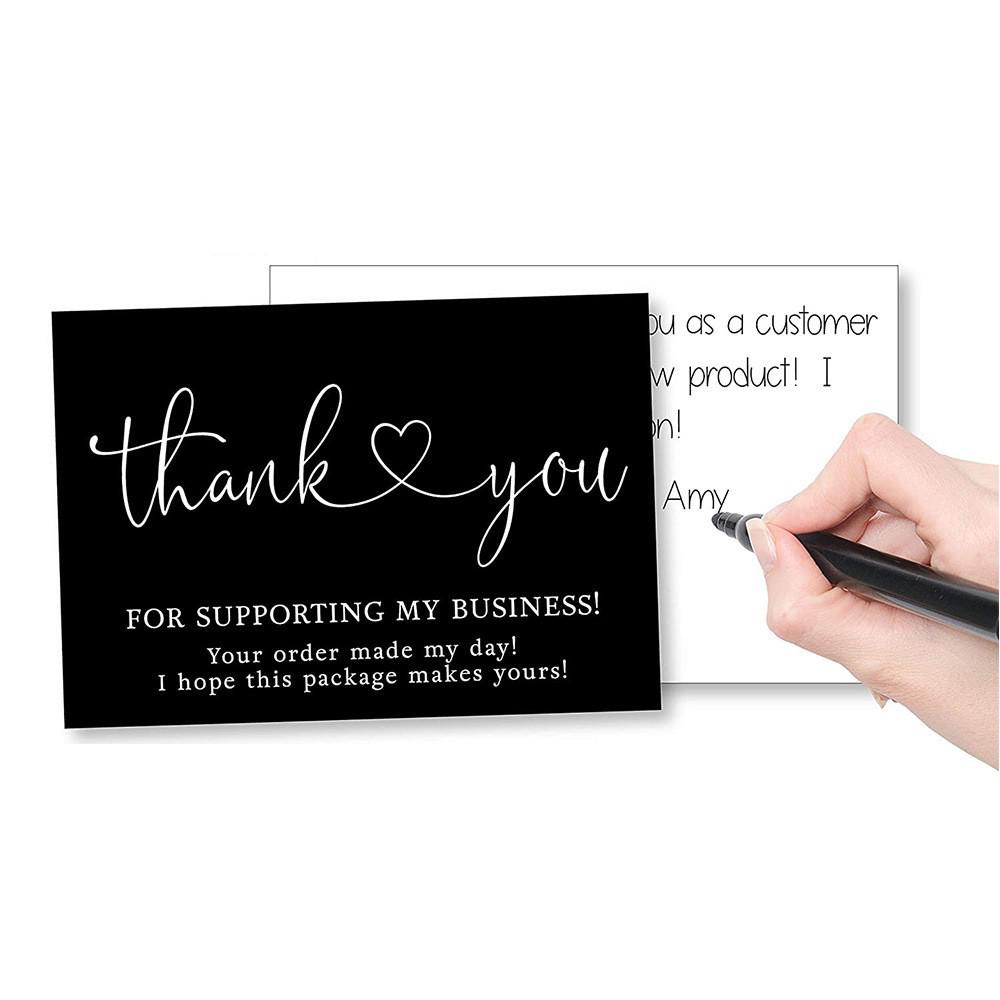 Black Thank You Card with Gold Print (9x5cm) - Creative Gift Card for Flower Shops, Online Stores, Cakes, and Blessings