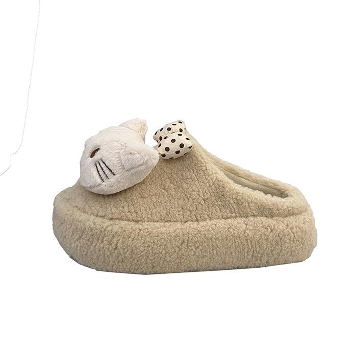 Thick-soled fluffy slippers women's shoes 2025 autumn and winter new cute outer wear warm fluffy bag head slippers tide