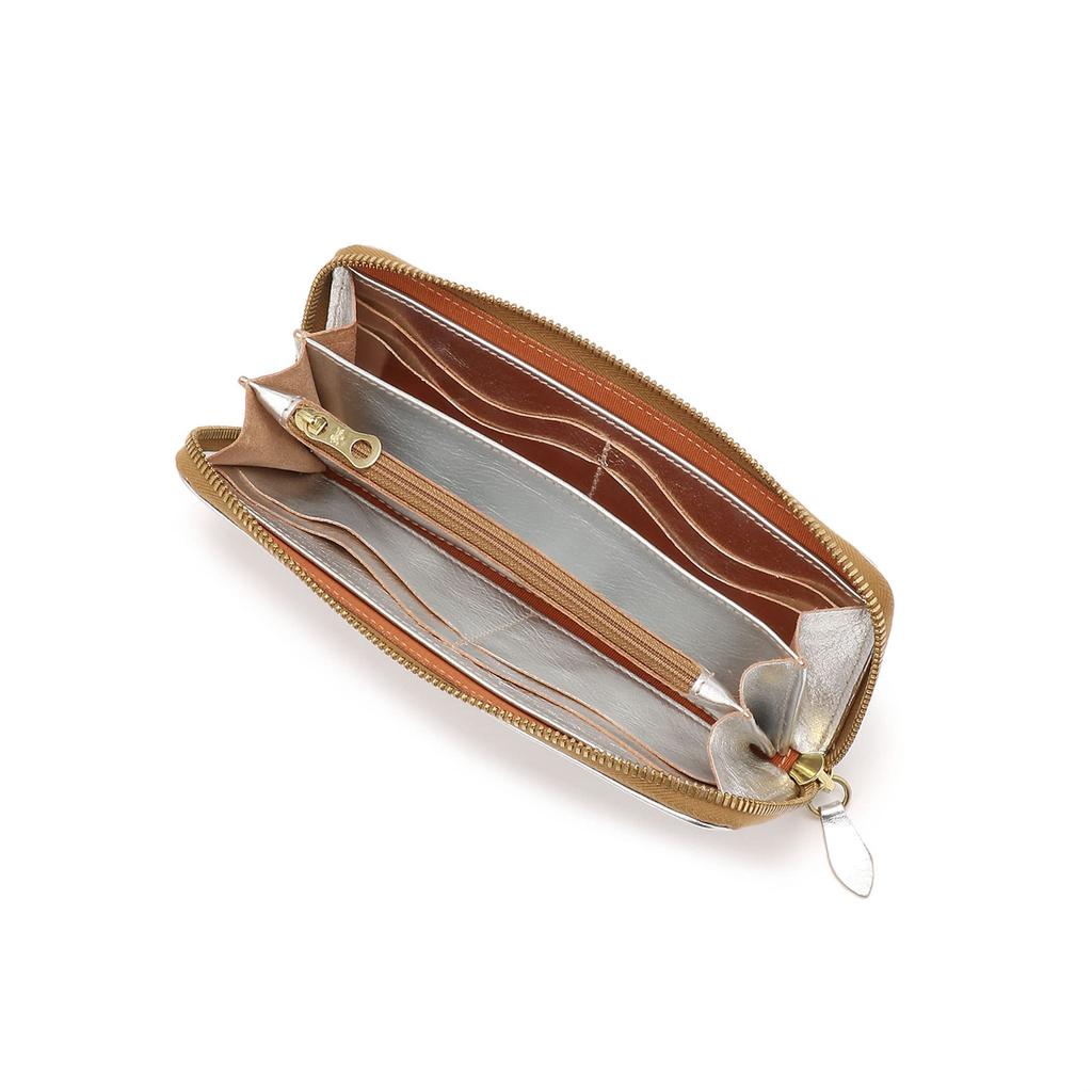 IL BISONTE Long Cowhide Wallet, Unisex, Leather, Silver, 54_1_54192306140