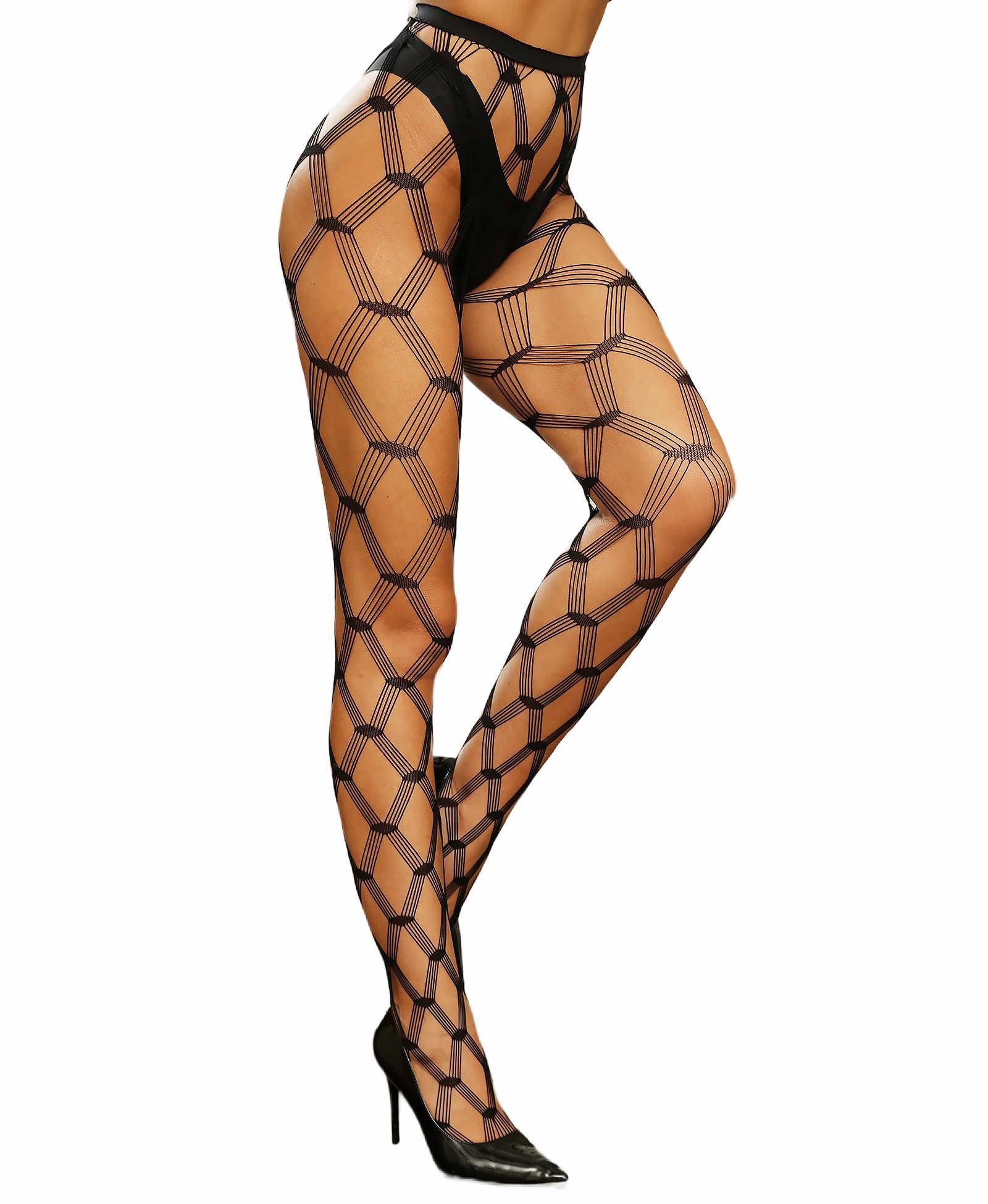 

Sexy High Waist Tights Fishnet Stockings For Womens Patterned Thigh High Suspenders Pantyhose One Size One Size
