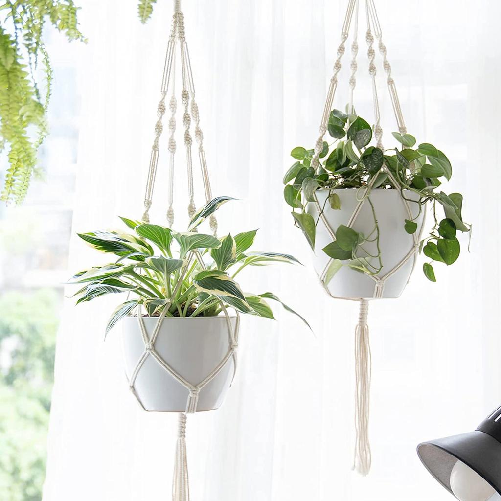 Plant Hangers Indoor Hanging Planter Basket With Wood Beads Decorative