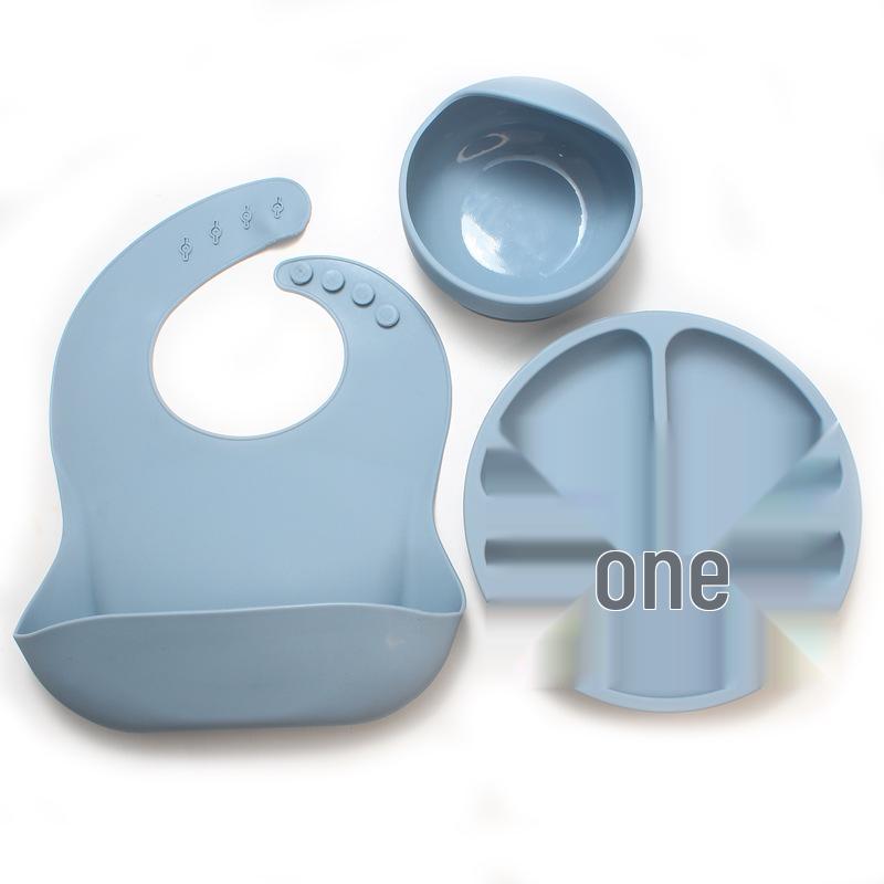 Children's Silicone Cutlery & Dinner Set: Bib, Spoon, Fork, Smiley Plate, and Bowl