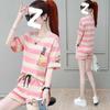 Summer Fashion Loose Short-sleeved Shorts Age-reducing Casual Two-piece Striped Shirt Sports Suit for Female Students