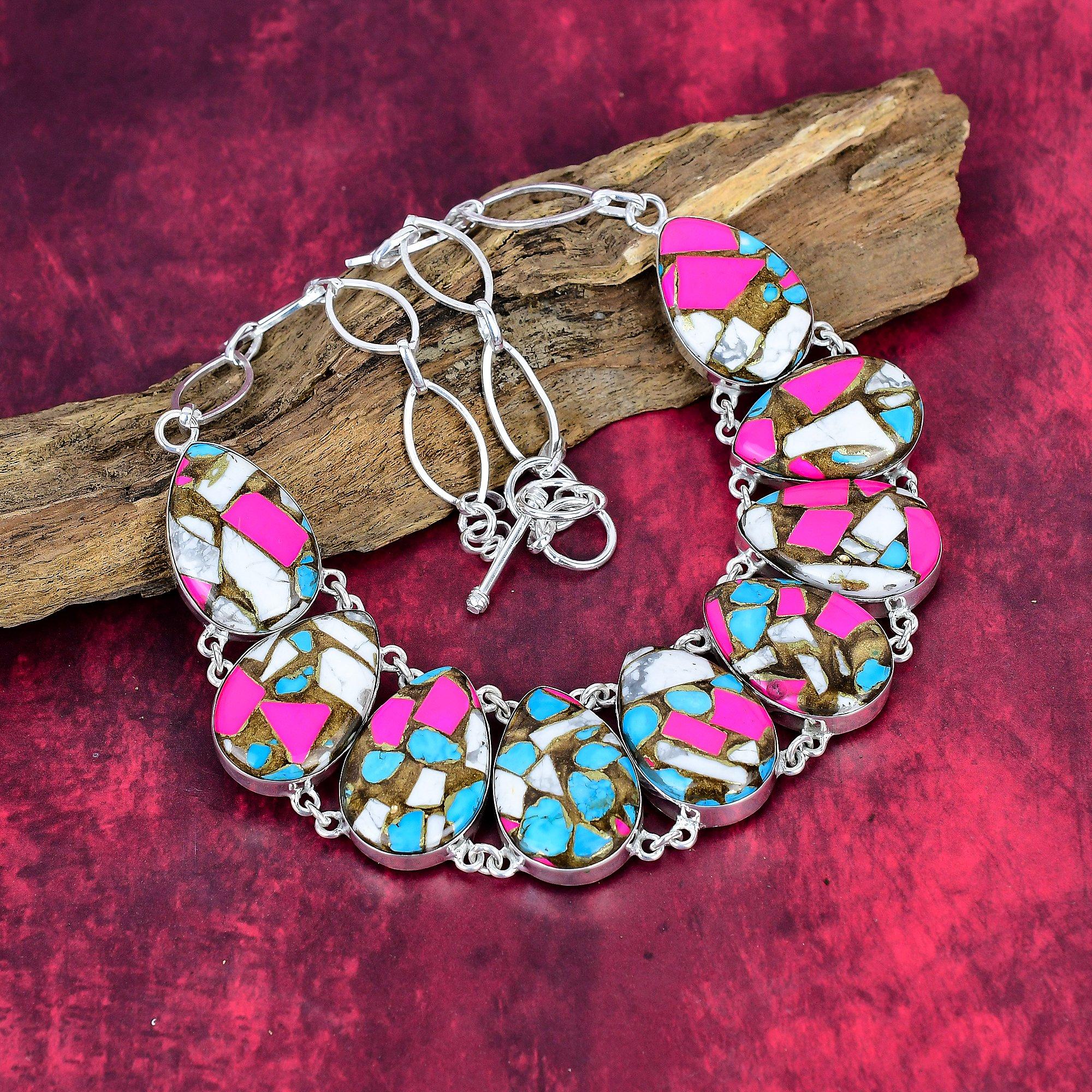 

Сахарная Вата Бирюзовый 925 Пробы Цельное Стерлинговое Серебро Ожерелье Регулируемое, Цепочка Ожерелье Ручная Работа Драгоценный Камень, Подарки Для Любви Антикварные Украшения