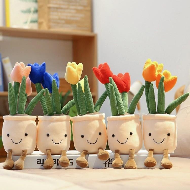 Simulation Plant Doll Daffodil Tulip Fun Potted Series Plush Toy Decorative Ornaments