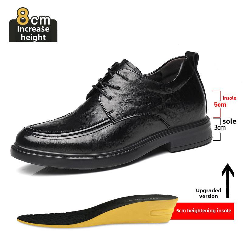 2025 Męskie buty biznesowe codzienne z oddychającą skórą zwiększające wzrost - skóra naturalna, niewidoczne podniesienie