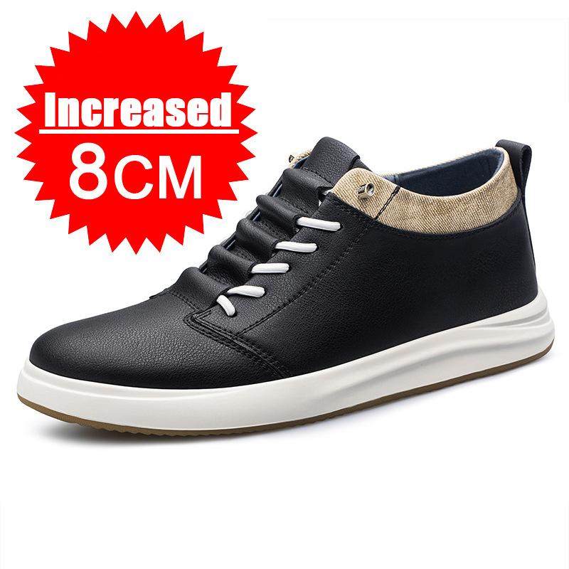 High Quality Leather Heightening Elevator Shoes Height Increase Shoes Men Height Insole 6/8CM Sneakers Sport Zapatos Para Hombre