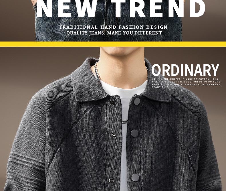 Herren Grobstrick Cardigan Pullover mit Revers - Verdickte Strickware für Herbst/Winter 2025