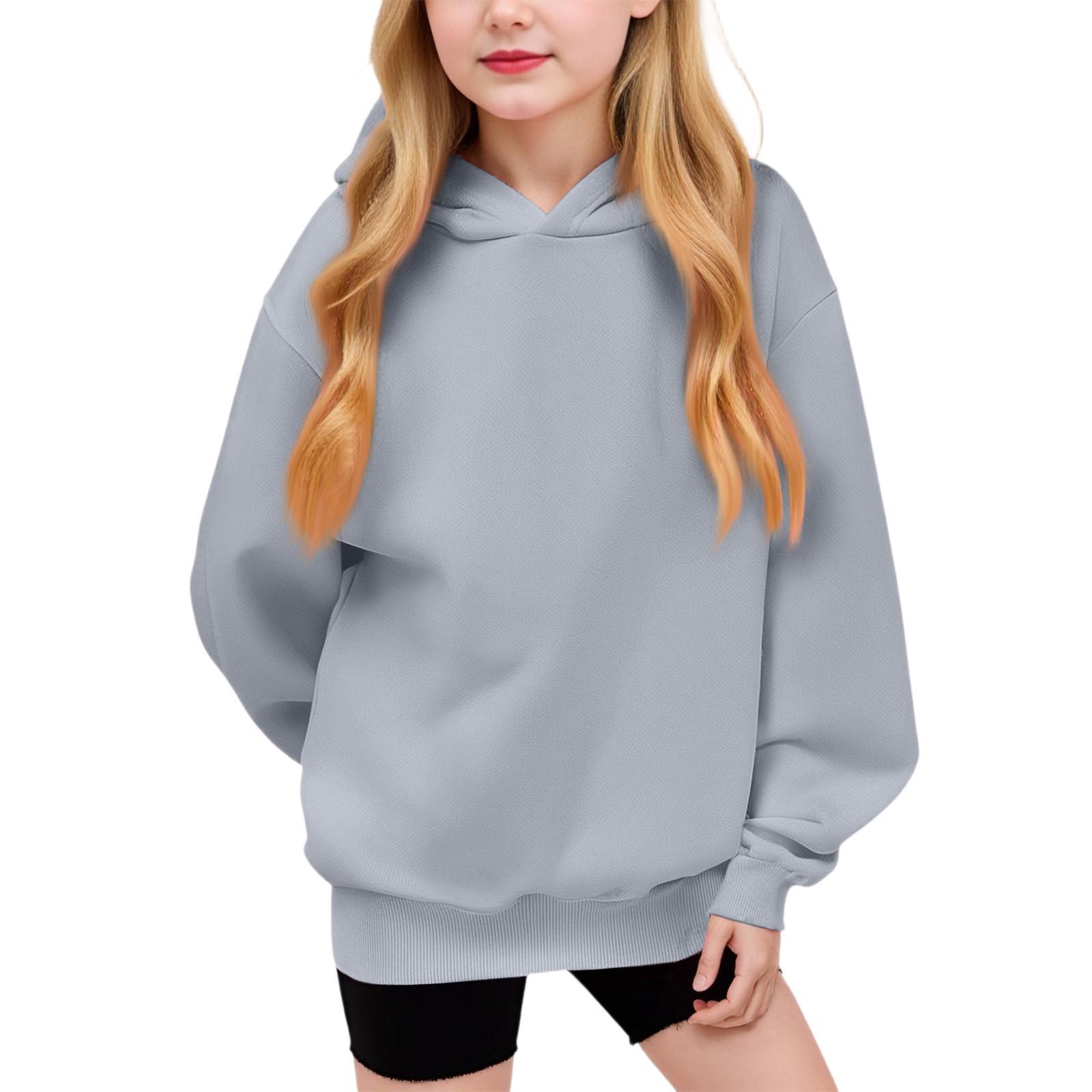 

Winter Boy And Girls Solid Color Long Sleeved Hooded Sweatshirt Tops 100