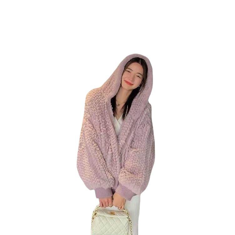 Imitation Fur Jacket Women's Autumn and Winter Rex Rabbit Fur Coat Thickened Loose Short Plush
