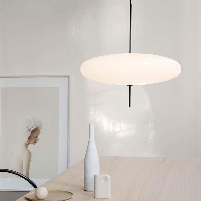 Modern Flying Saucer Pendant Light 50cm Black White Hanging Lamp For Restaurant Study Living Room Bedroom Bar Decoration Fixture