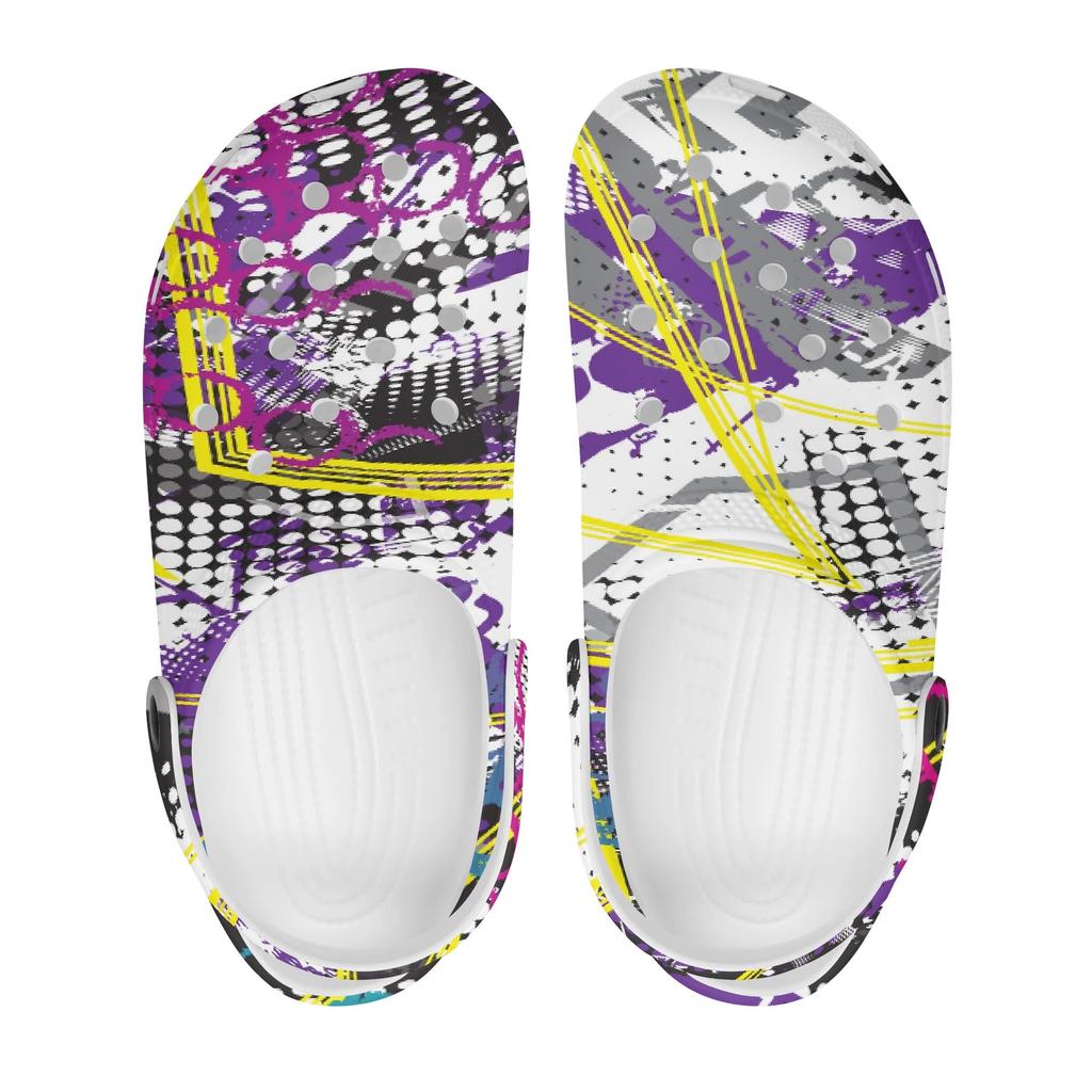 Printed EVA Slip On Clogs Unisex Lightweight Breathable Garden Shoes for Bathroom Beach Pool Home Summer Walking Garden Wear