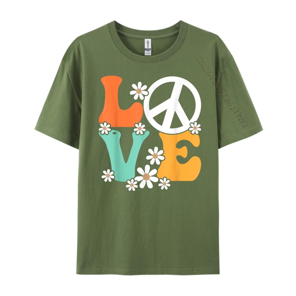 Peace Sign Love 60s 70s Costume Groovy Hippie Theme Party Funny Shirts Women Anime T Shirts Mother's Day