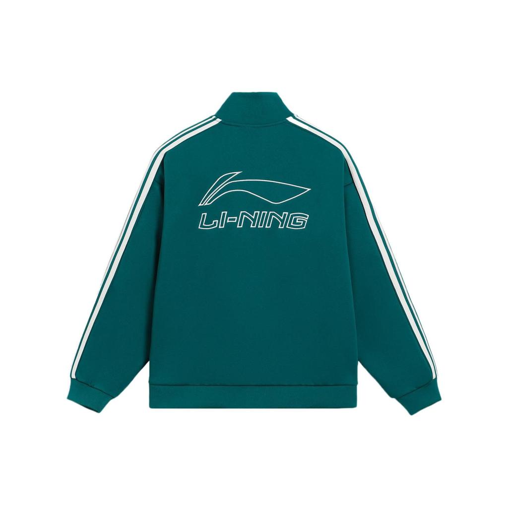 Li-Ning Sports Fashion Series Stand Collar Loose Cardigan Sweatshirt Unisex Outerwear Green AWDS915-4