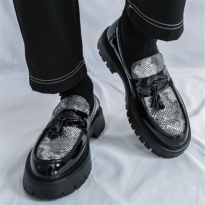 Fashion Trend New Luxury Men Mixed Color Tassel Loafter Male Leisure Height Increasing Leather Shoes Tenis Masculino Zapatos Hombre