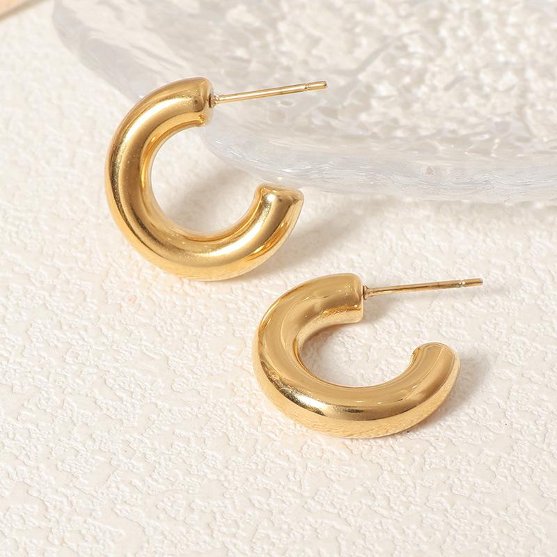 The Same Titanium Steel Gold-glory Ring Earrings of INS Bloggers Are Cold and Unfading Geometric Earrings
