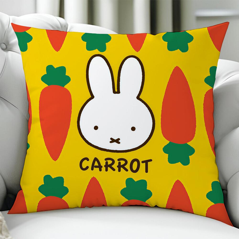 Animation Cute M-Miffy-Es Cushion Cover Birthday Anniversary Gifts Double Sided Printed Zipper Cushion Cover Soft Skin Bedding