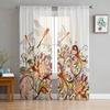 Dragonfly Flowers Curtain Living Room Voile Window Blinds Bedroom Tulle Drape Kitchen Cortinas Hall Curtains Light Filtering Polyester Ideal For Great