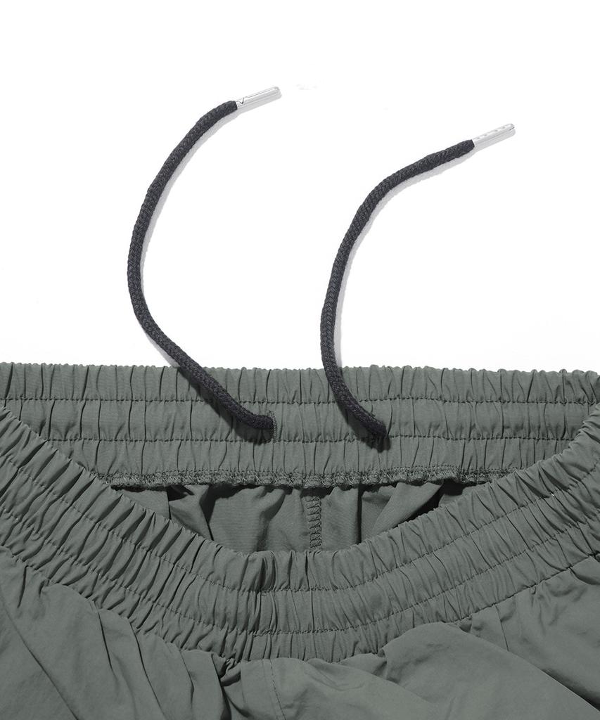 GAKKAI UNIONS One-Pleat Nylon Parachute Cargo Pants Charcoal