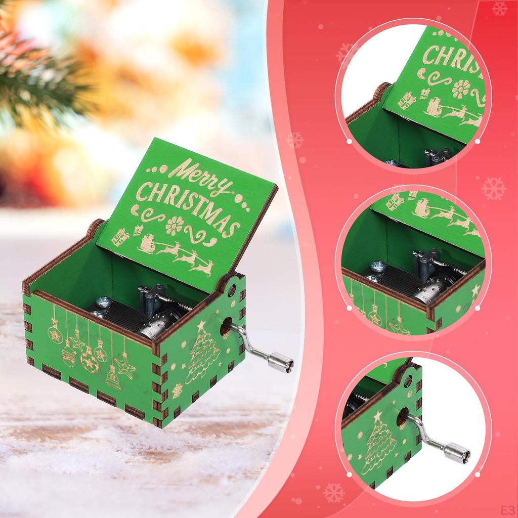 Merry Christmas Music Box Decoration Small Decorative Lightweight Musical Hand Cranked