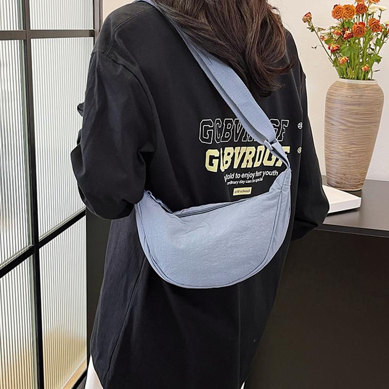Dumpling Bag Stylish Versatile Lightweight Single-Shoulder Washed Fabric Bag Crossbody