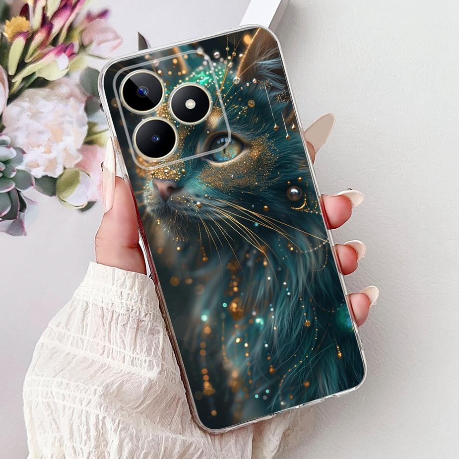 Für Realme Note 50 Hülle RMX3834 Niedliche Katze Bemalte Abdeckung Klare Silikon Weiche TPU Handyhülle Für Realme Note 50 Note50 Fundas Coque