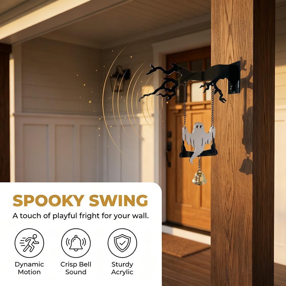 Wall Mounted Halloween Branches Hanging Sign Sounding Bat Doorstep Bells Bat Wind Chime Bar