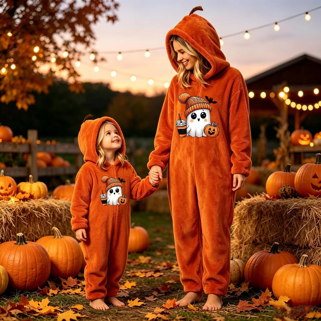 Kids Flannel Pajama Set with Halloween Print - Cozy Loungewear for Children