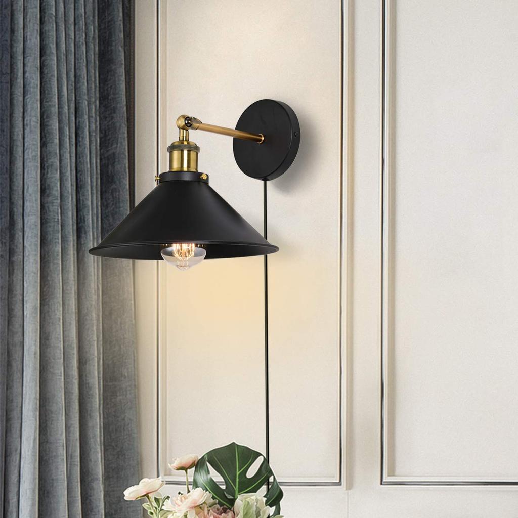 Lightess Retro Wall Light, Outlet-Type Bracket Light, No Installation Required, 180° Adjustable Angle, Dimmer Switch, Spotlight, Entryway Light,