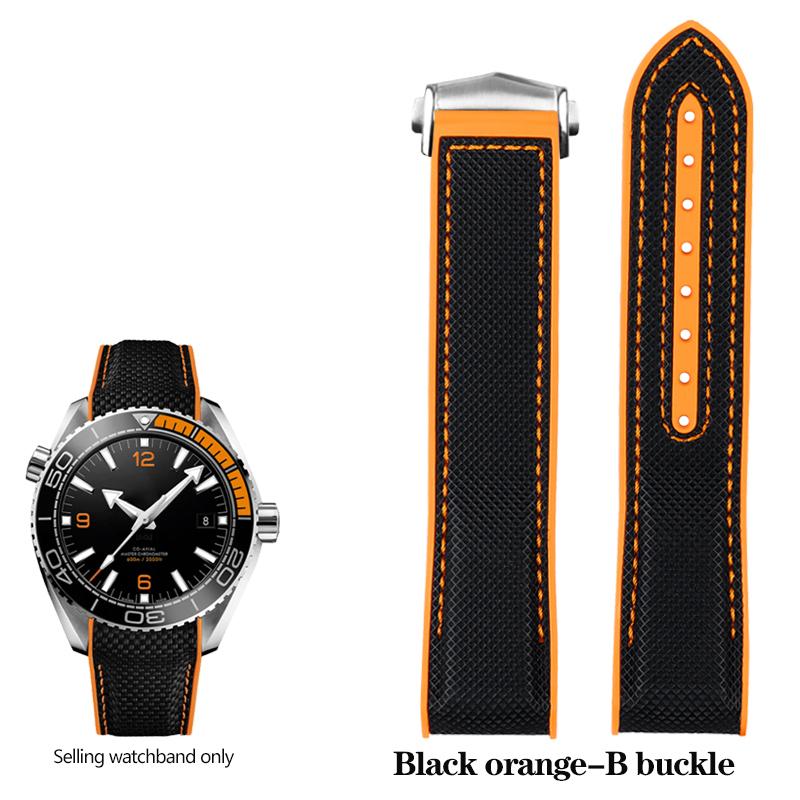 New 20mm 22mm Rubber Silicone Back Blue Watch Strap Nylon Watchband For Omega Seamaster 300 Speedmaster 8900 Planet Ocean Tools