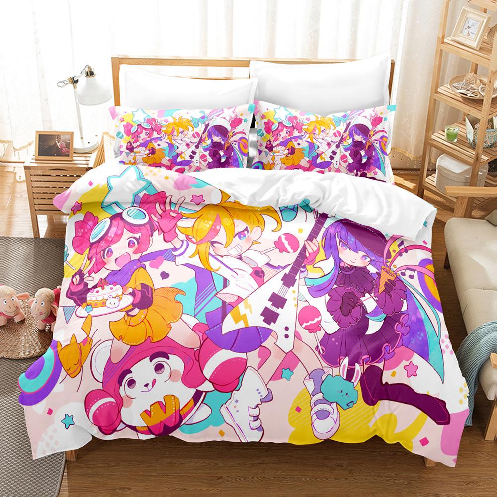 Marija Rin Muse Dash Rhythm Game Duvet Cover Set 3PCS Polyester Bedding With 2 Pillowcases Anime Music Text Art Home Decor
