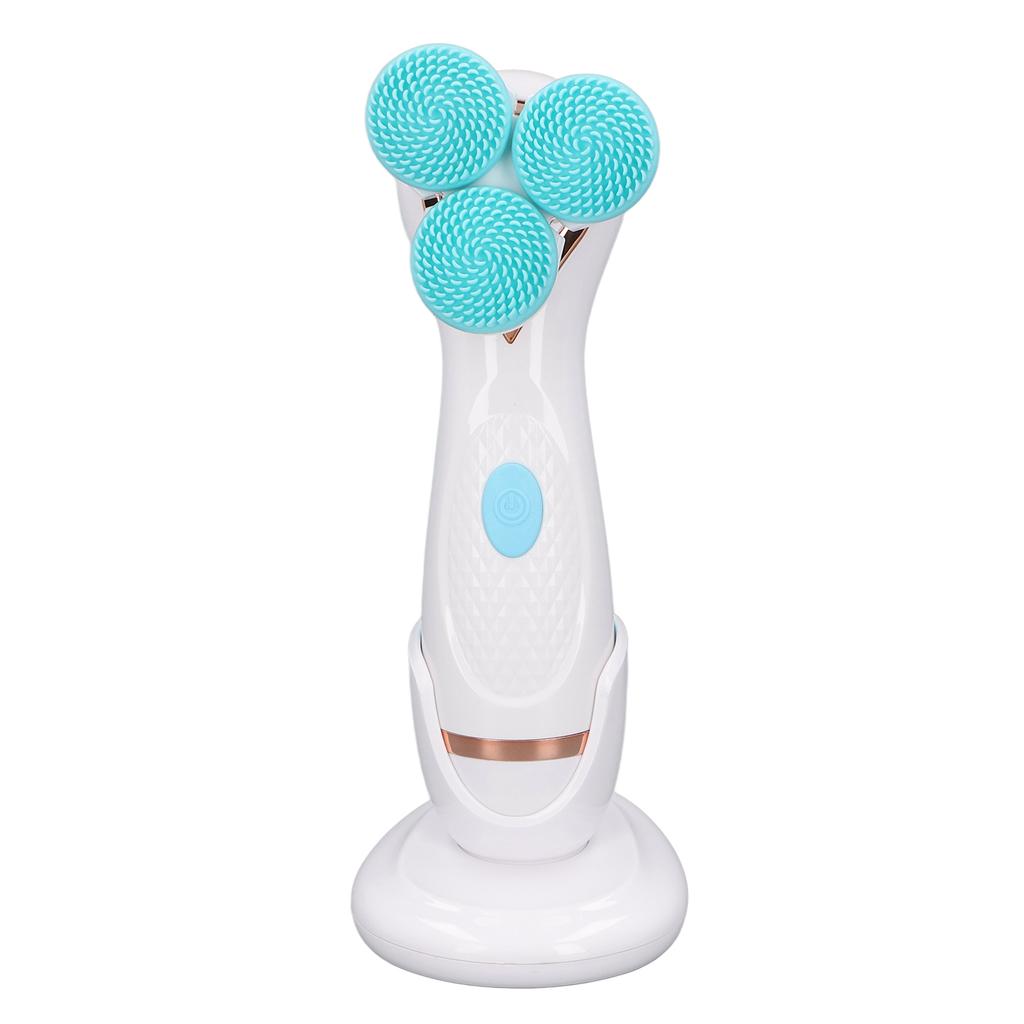 Electric Facial Cleansing Brush 3 Head Massage Facial Exfoliating Silicone Rechargeable Face Scrubber Portable Device
