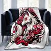 1pc Floral Fox Design Blanket  Perfect for Home Decor, Gift Idea, Seasonal Use, Living Room, Travel, Camping