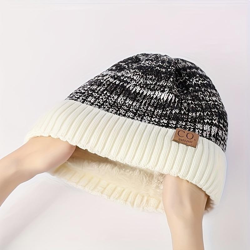 1PC Unisex Fleece Warm Knitted Wool Cap - Winter Ear Protection Design, 100% Polyester, Machine Washable