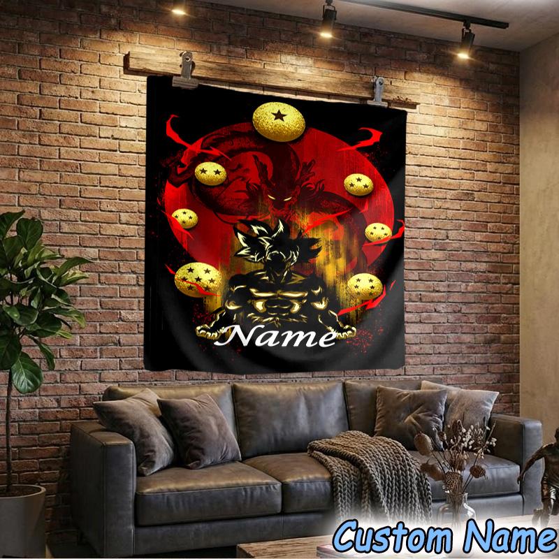 Custom Name Tapestry Anime Dragon Tapestry, Unique Design Tapestry, Suitable for Bedroom,Livingroom, Playroom,Heartwarming Fan Holiday Gifts