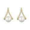 Diamond-set exquisite pearl stud earrings versatile earrings gentle and simple temperament earrings new 1111 explosion