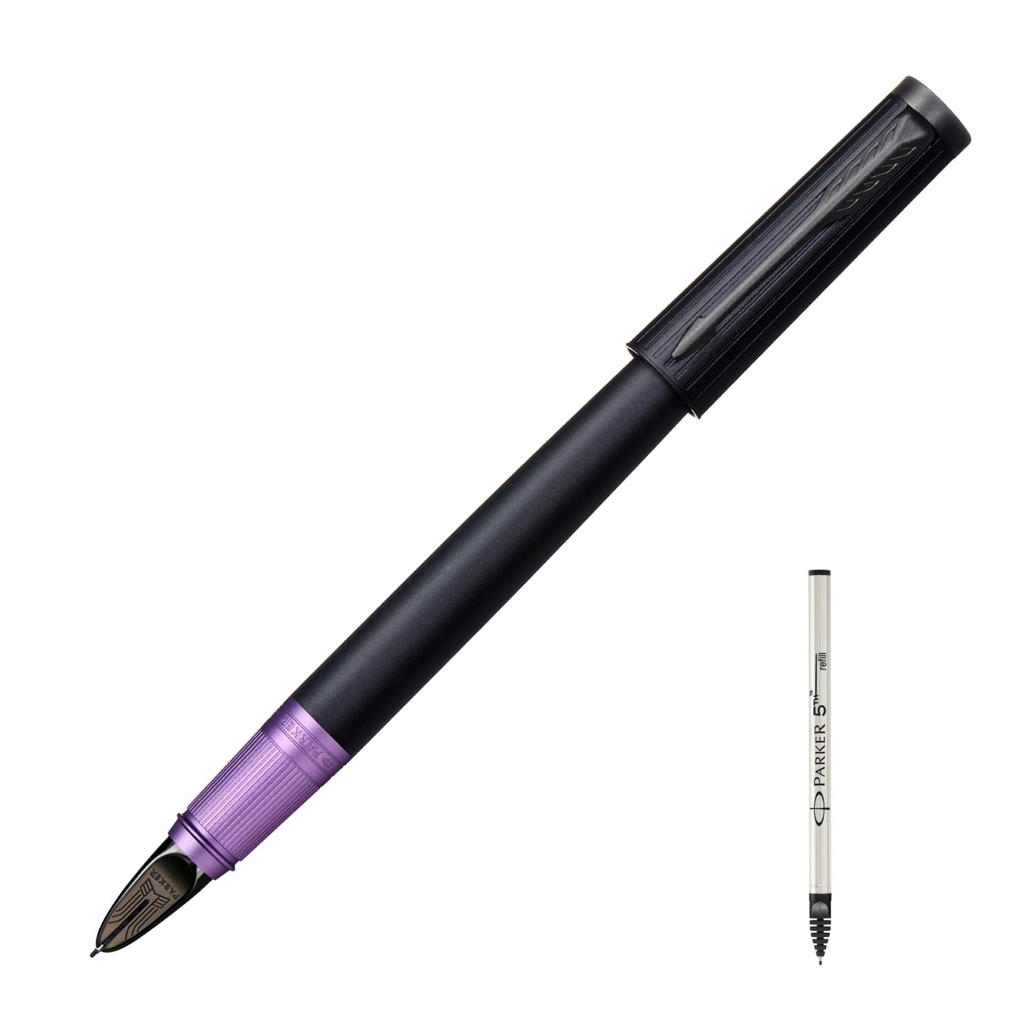 PARKER 5th Ingenuity Slim Deep Black Purple BT Fine Nib Pen with Refill Gift Box Luxury 2172203 RS2 Water-based Set, Included, Gift,