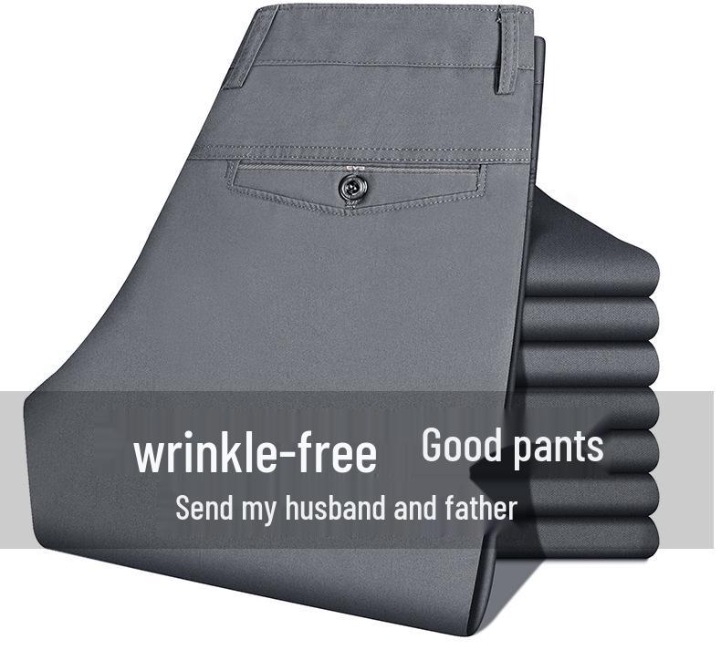 Men's Summer Cotton High-Waist Casual Trousers - Middle-Aged & Elderly 