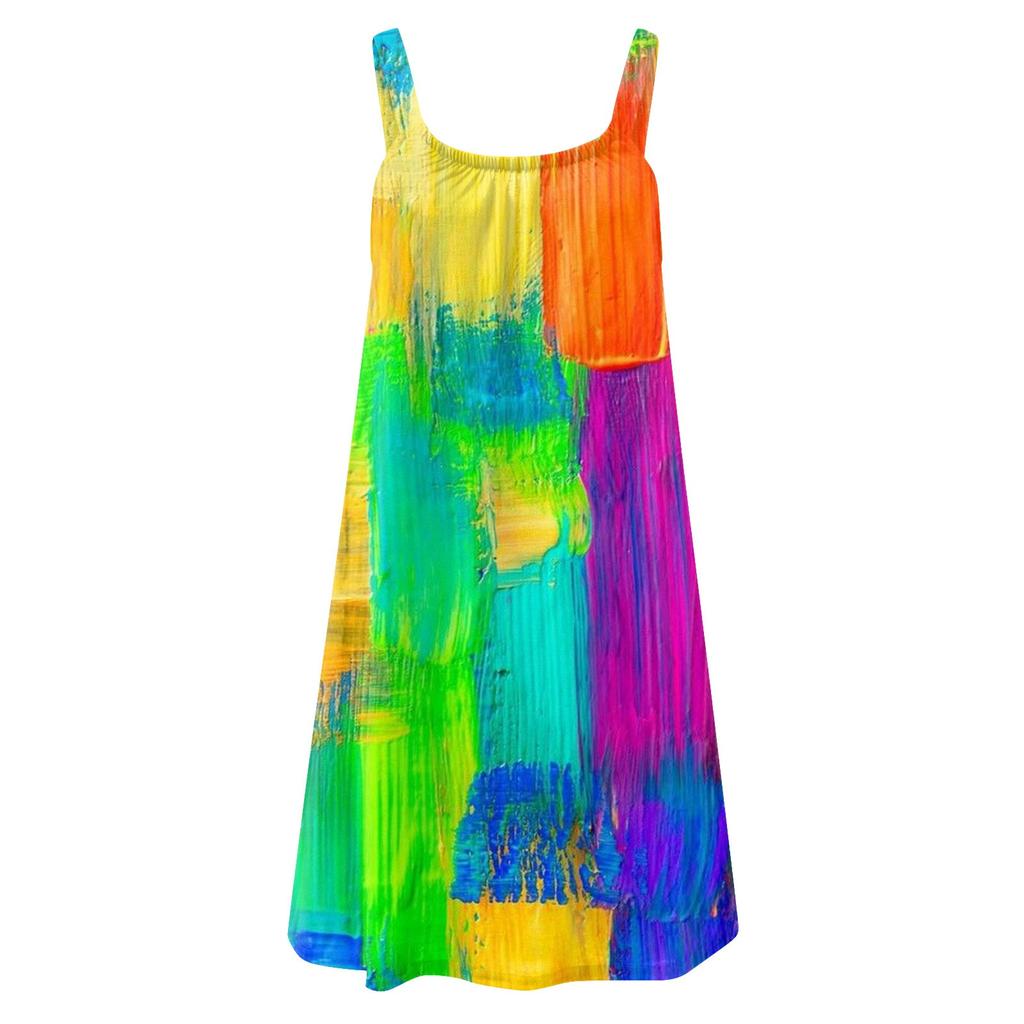 Women's Fashion Strapless Casual Sleeveless Printed Loose Camisole Dress