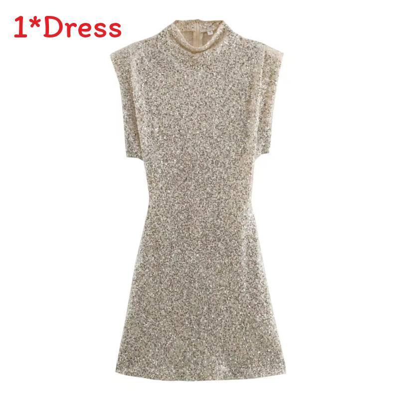 Sequin Dress For Women With High Waist Short Skirt For Winter Party Wear