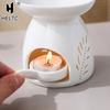 White Ceramic Incense Burner Candle Essential Oil Aromatherapy Diffuser Hollow Heating Stove Middle East Home Decor Ornament