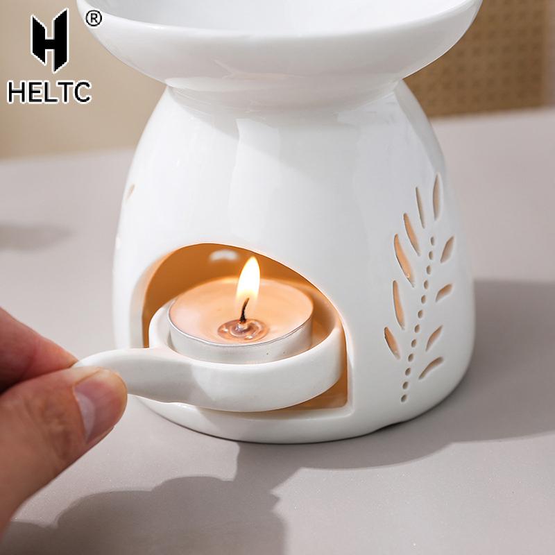 White Ceramic Incense Burner Candle Essential Oil Aromatherapy Diffuser Hollow Heating Stove Middle East Home Decor Ornament