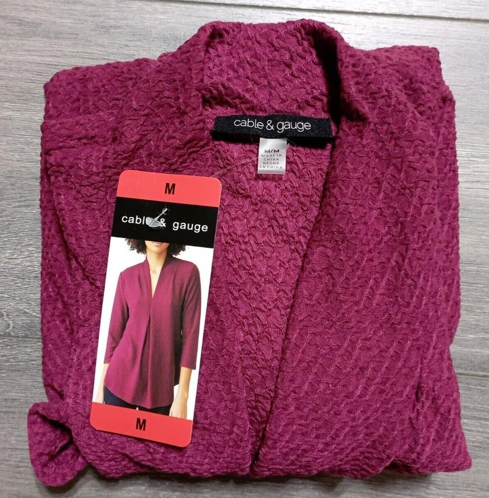 Cable & Gauge Shirt Adult Medium Boysenberry Textured 3/4 Sleeve Womens Unisex T-Shirt S