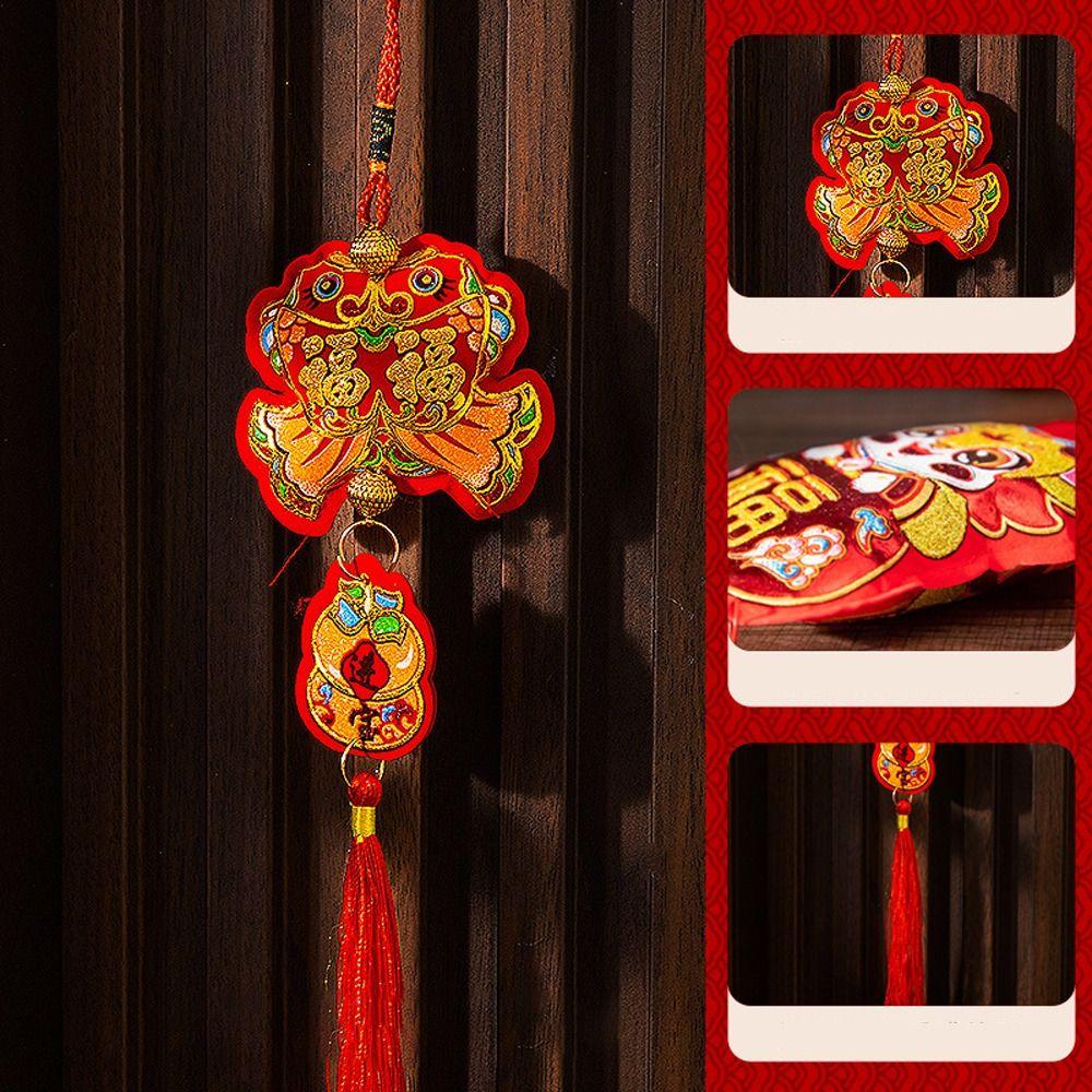 Embroidery Spring Festival Wind Chimes Lucky Bag Hanging Bell Decor  2025 Lunar New Year