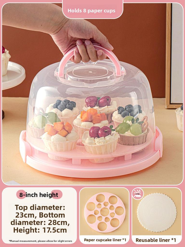 Reusable Transparent Cake Box Handheld Baking Preservation Base Tray for 6 Inch 8 Inch Cakes DIY Baking Tools Kitchen Supplies