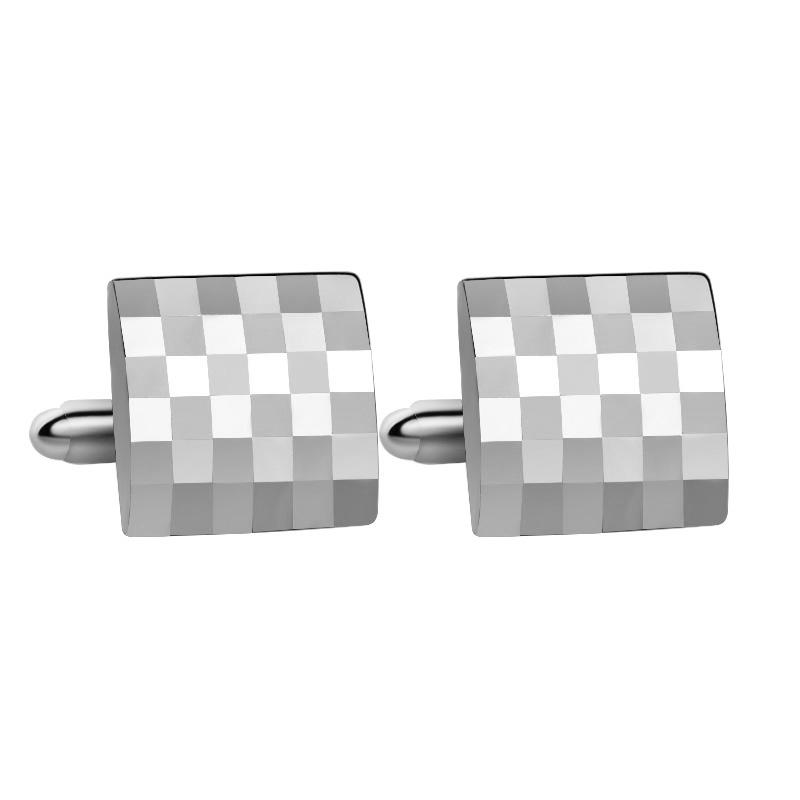 Funny Mens Laser Grid Pattern Square Cufflinks