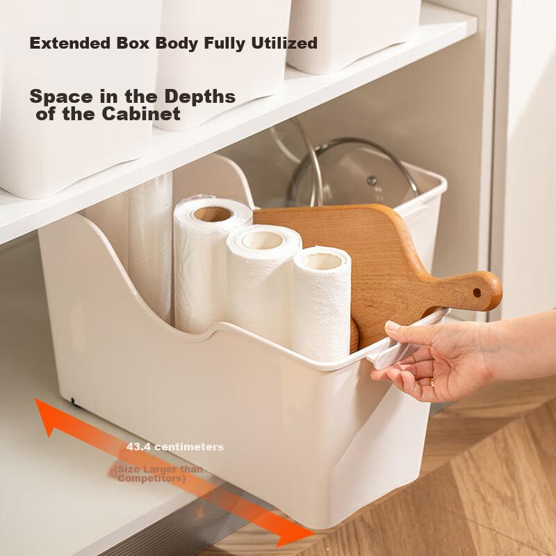 Xitianlong Kitchen Storage Rack, Pot And Seasoning Bottle Organizer, Under-Sink Storage Box, Drawer-Style Storage Basket with Wheels, 2 Pieces